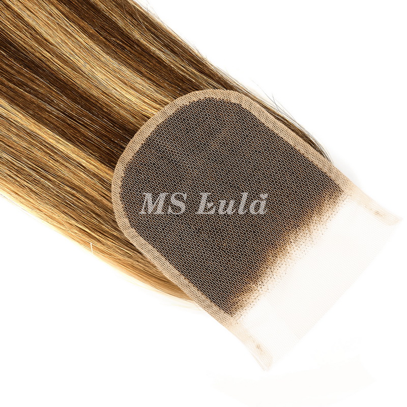 Straight #4/27 Highlight Virgin Human Hair 4x4 13x4 Transparent Lace Closure/Frontal - 图片 4